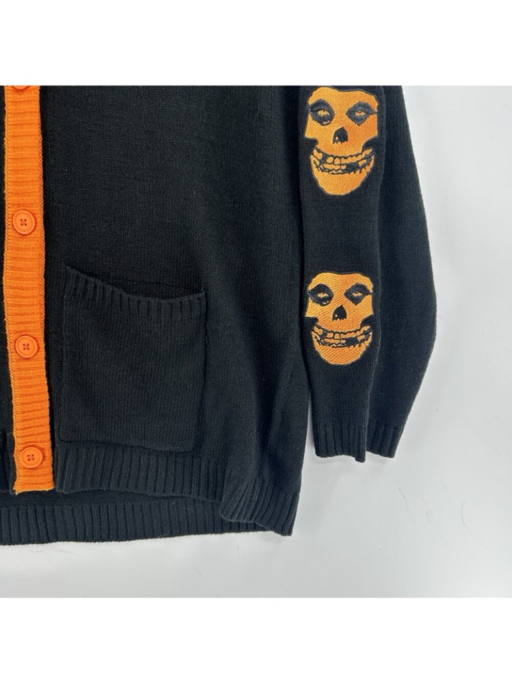Misfits Fiend Skull Cardigan Women’s M Black-Orange Embroidered Fiend Skulls - Picture 15 of 15